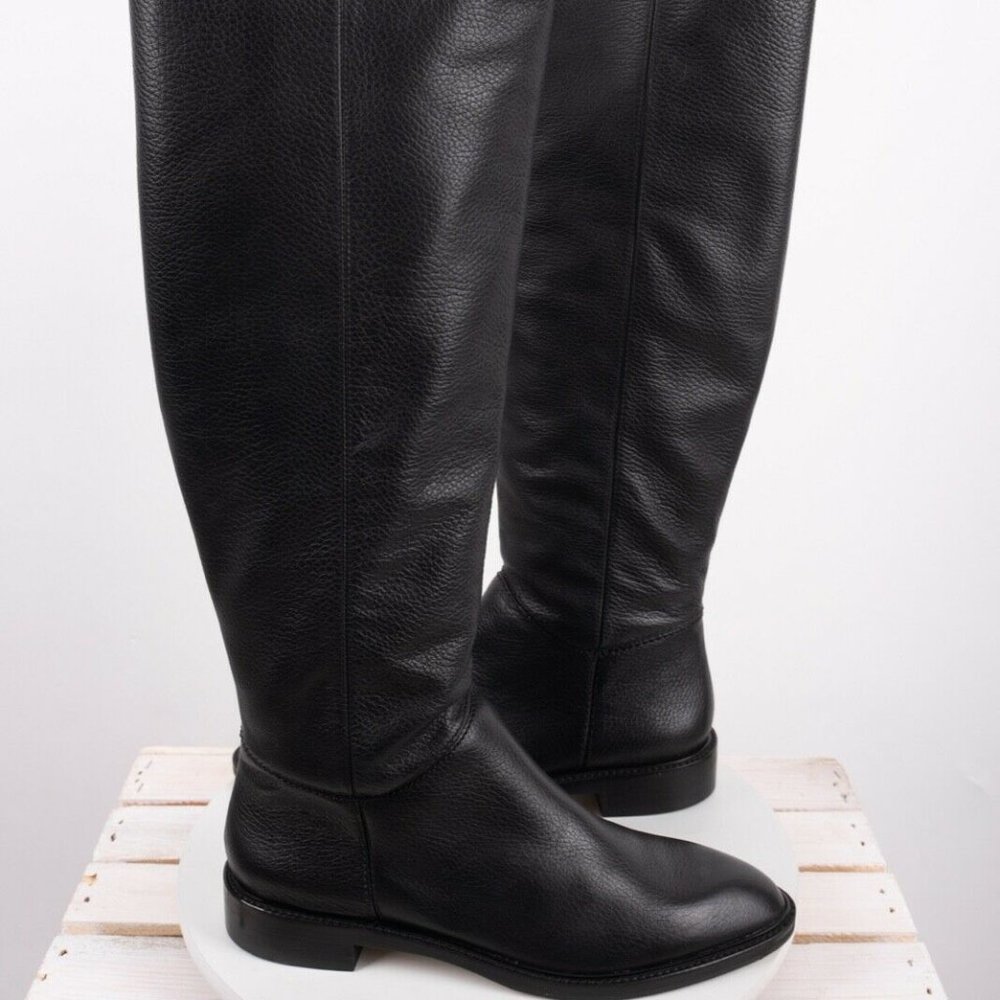 Massimo Dutti Khaite The Row ZARA Riding Boots Flat Black Knee High Leather NWT